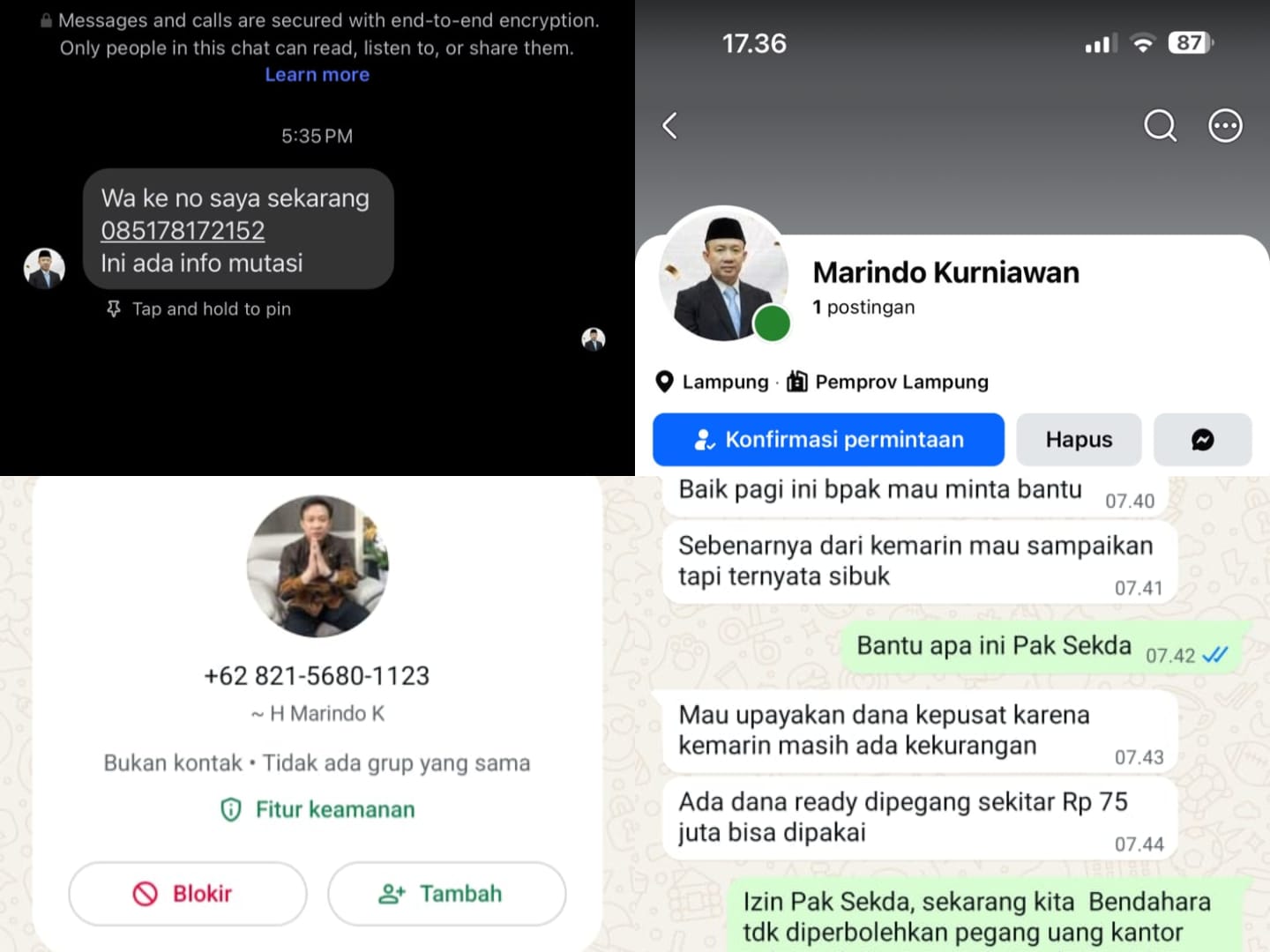 Waspada Penipuan! Nama Sekdaprov Lampung Dicatut Oknum Tak Bertanggungjawab