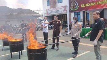 Kejari Lampura Musnahkan 37,6 Gram Sabu Dan Tiga Senpi Rakitan